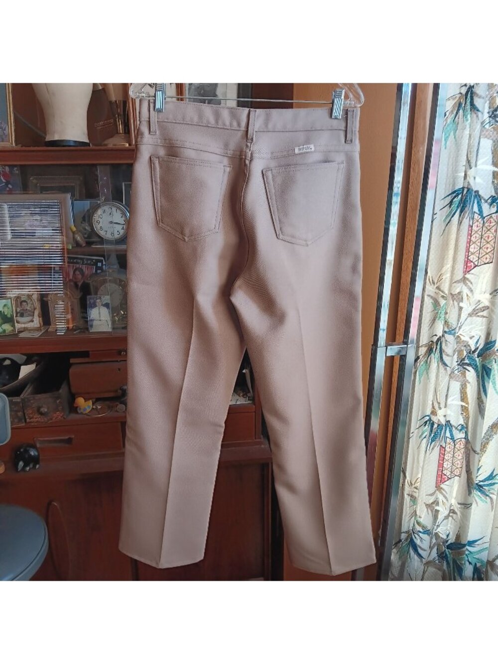 32x30 Vintage Tan Ranch Pants Western Sheplers Made In USA Stretch Polyester